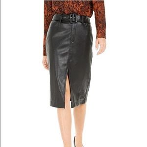 Bar III x Becca Tilley - Faux Leather Slit Skirt